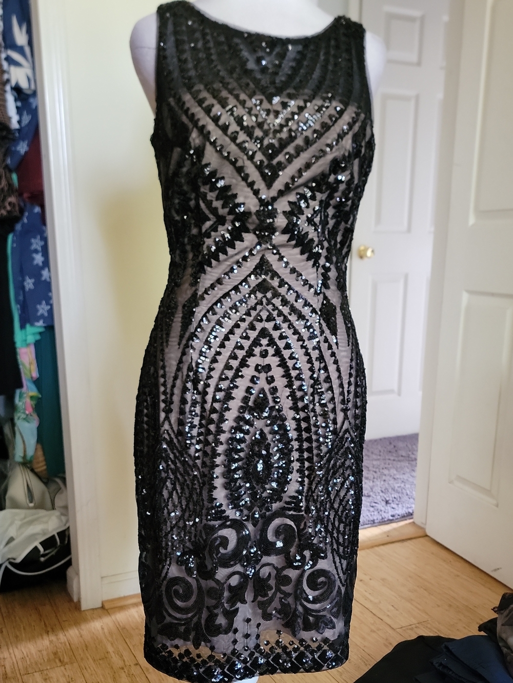 Calvin Klein Black Sequin Sheath Dress